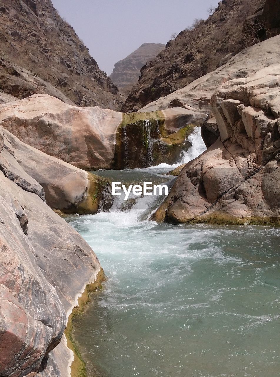 SCENIC VIEW OF RIVER FLOWING THROUGH ROCKS