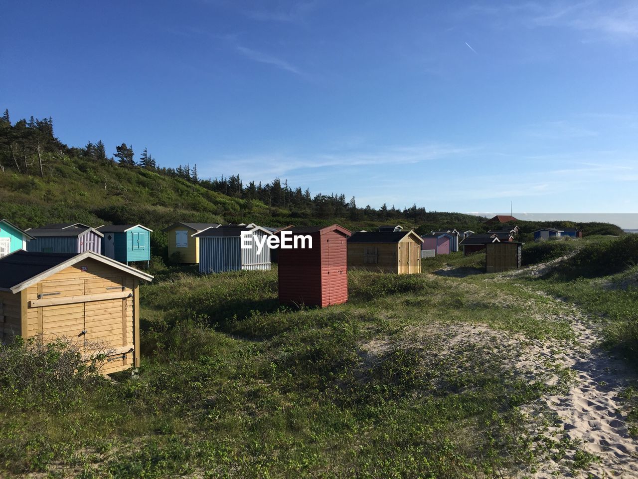 BUILT STRUCTURES ON LANDSCAPE AGAINST SKY