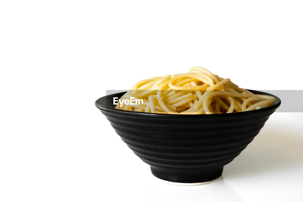 CLOSE-UP OF PASTA AGAINST WHITE BACKGROUND
