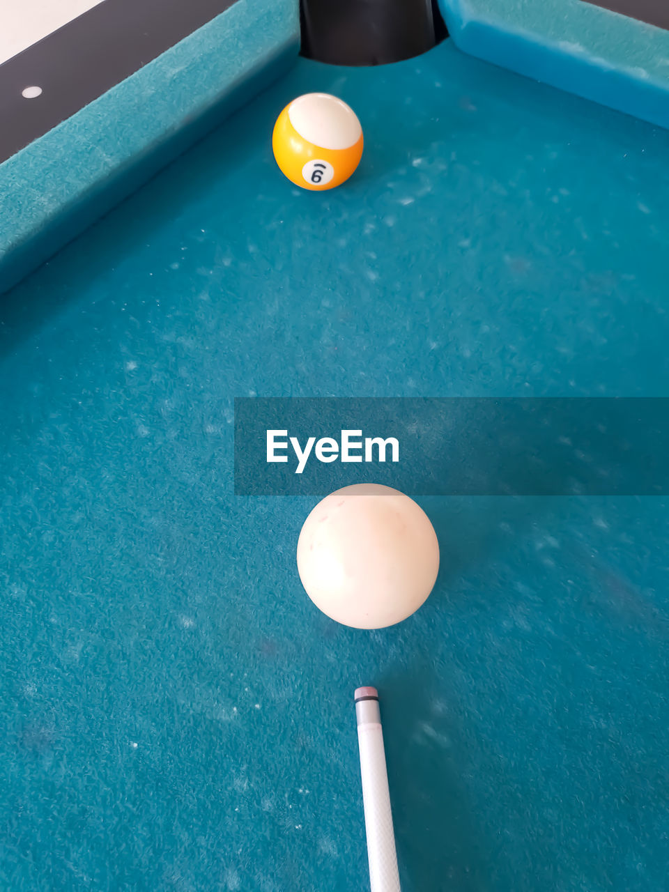 High angle view of balls on pool