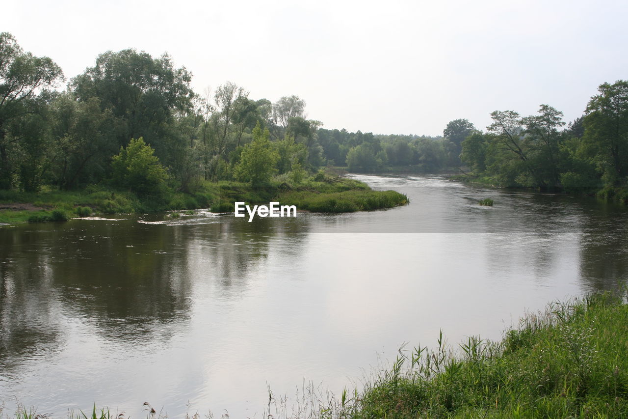 SCENIC VIEW OF LAKE AGAINST TREES IN FOREST AGAINST SKY