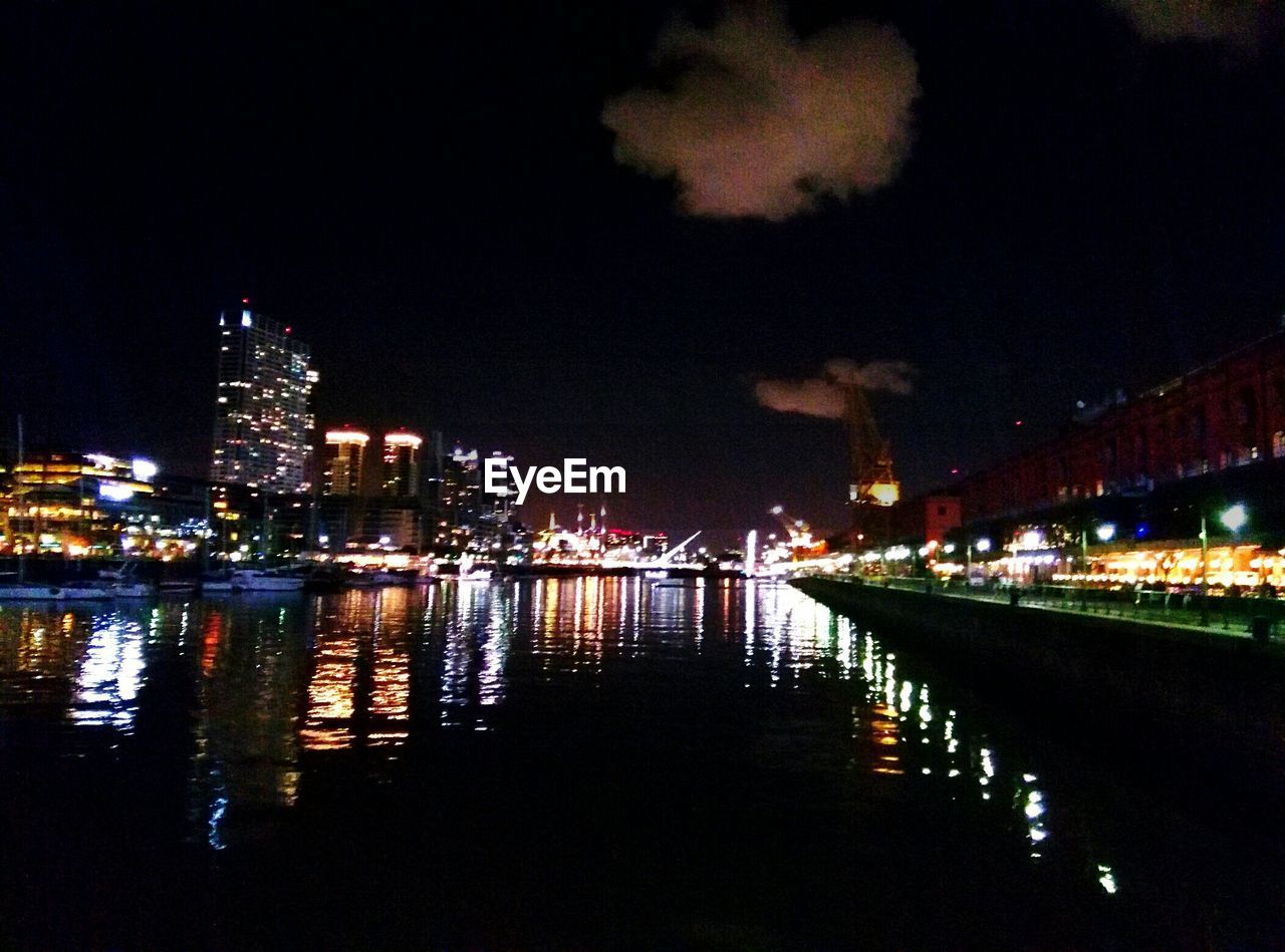 VIEW OF ILLUMINATED BUILDINGS AT NIGHT