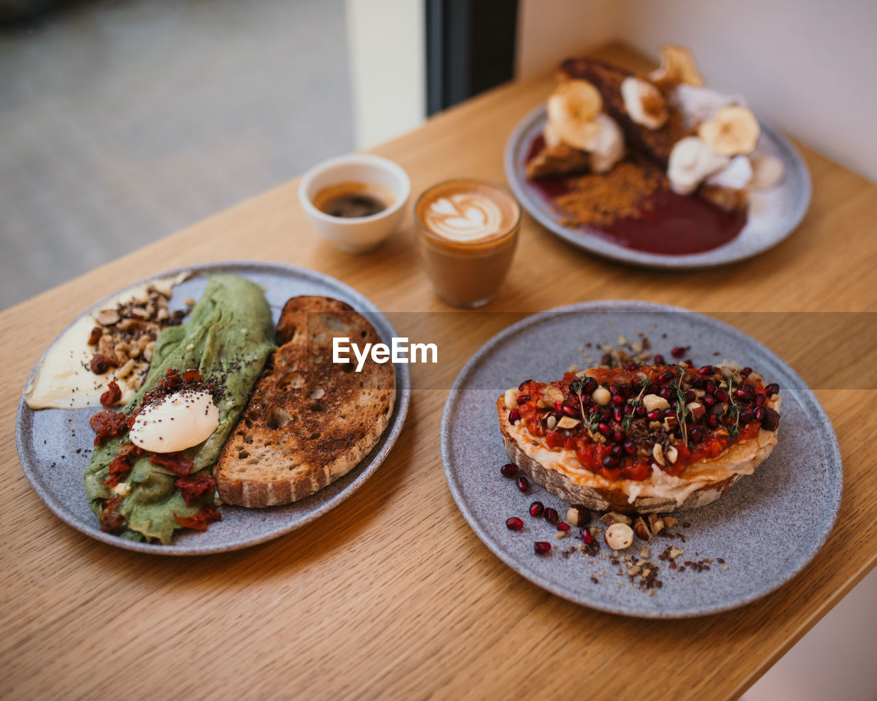 Close-up of breakfast served on table