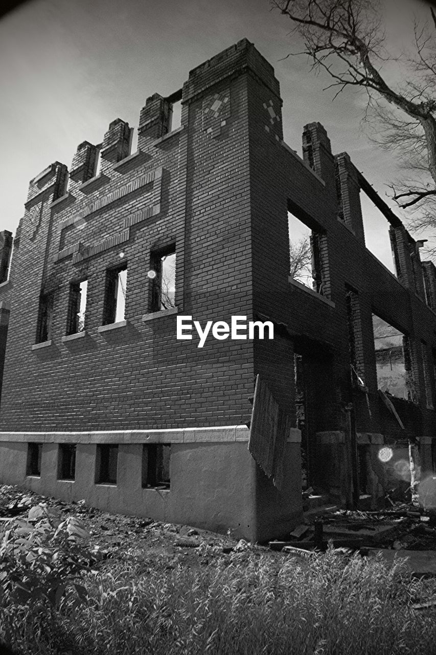 Low angle view of abandoned building