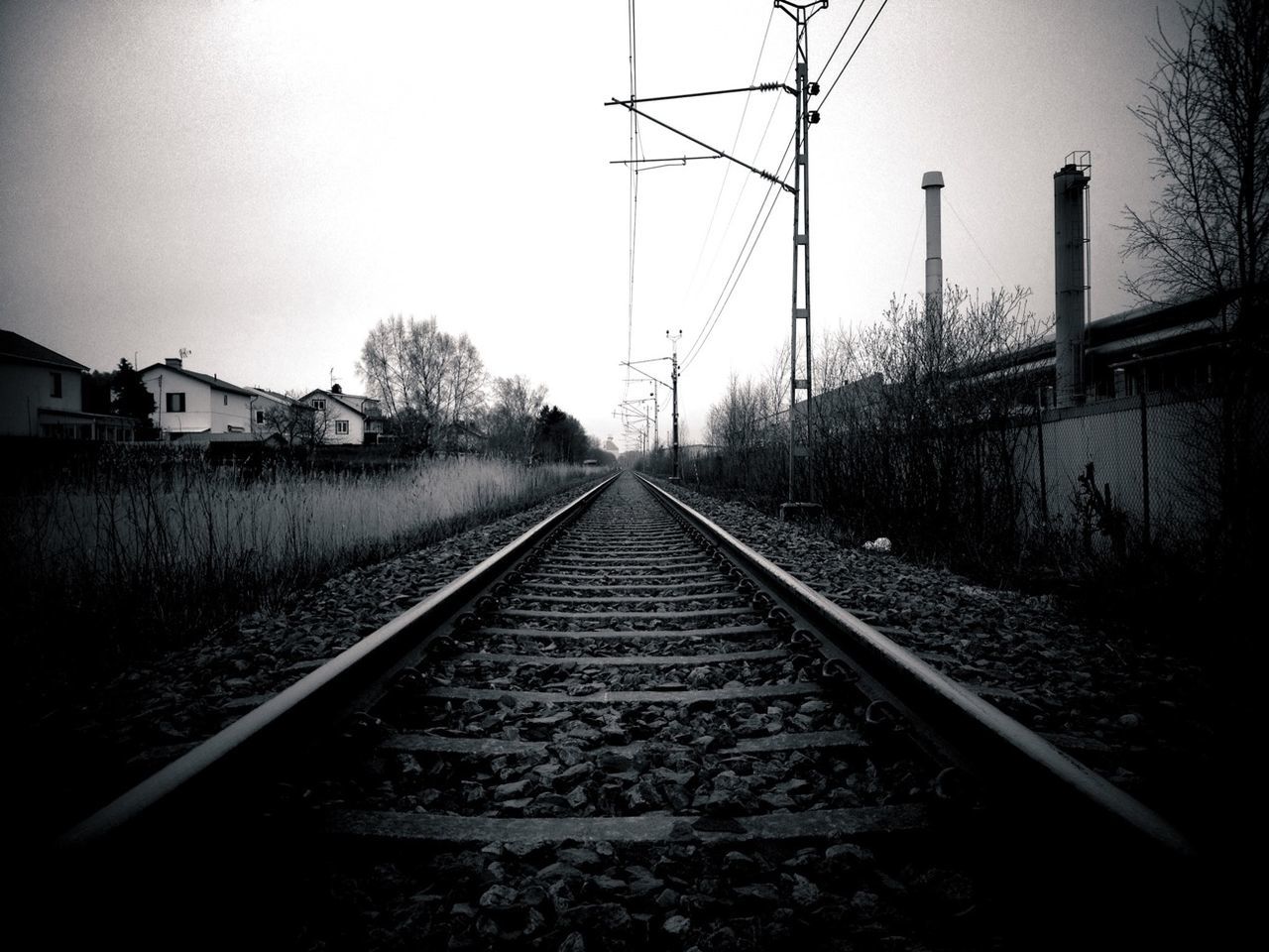View along railroad tracks