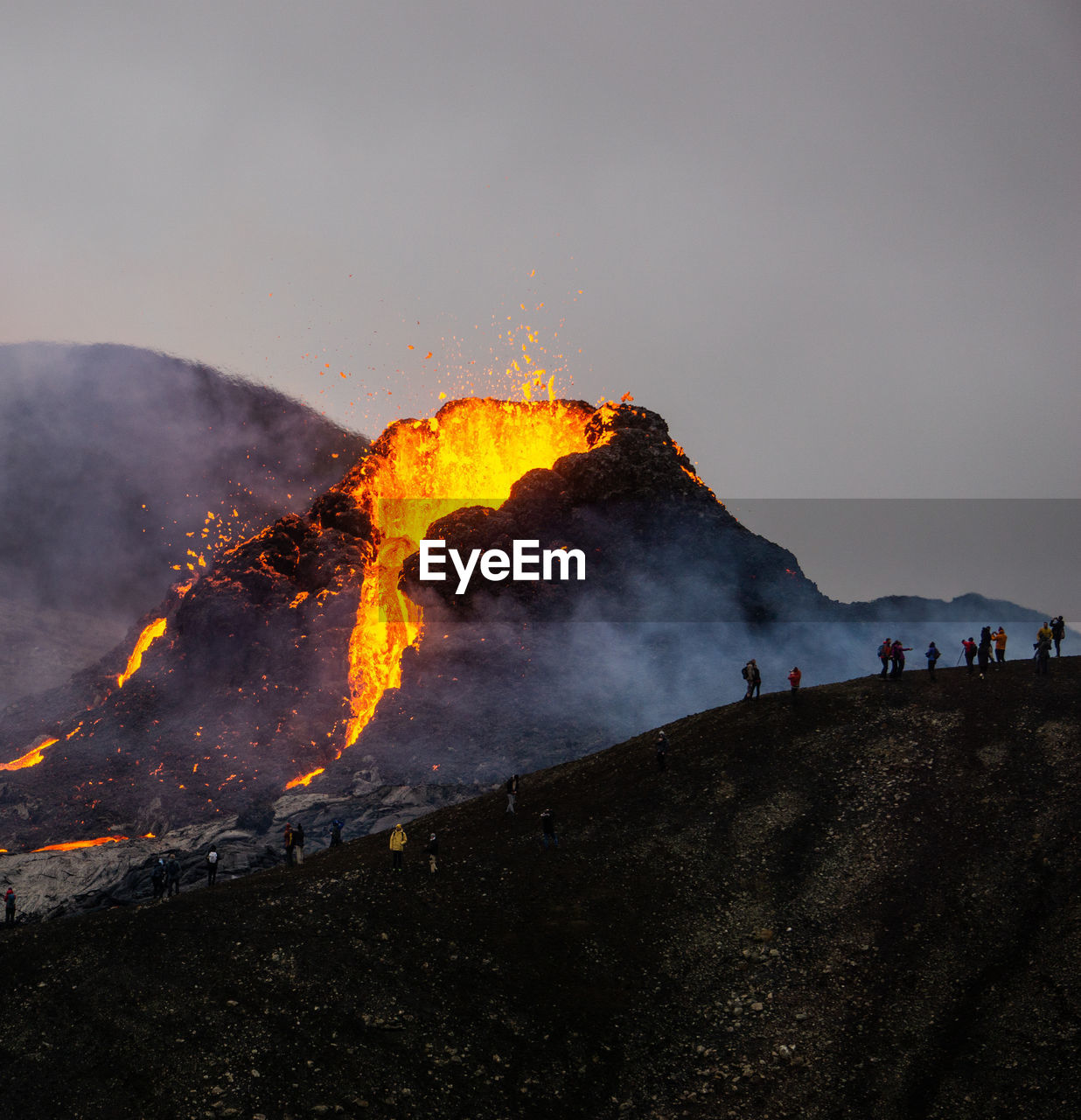 PANORAMIC VIEW OF VOLCANIC MOUNTAIN