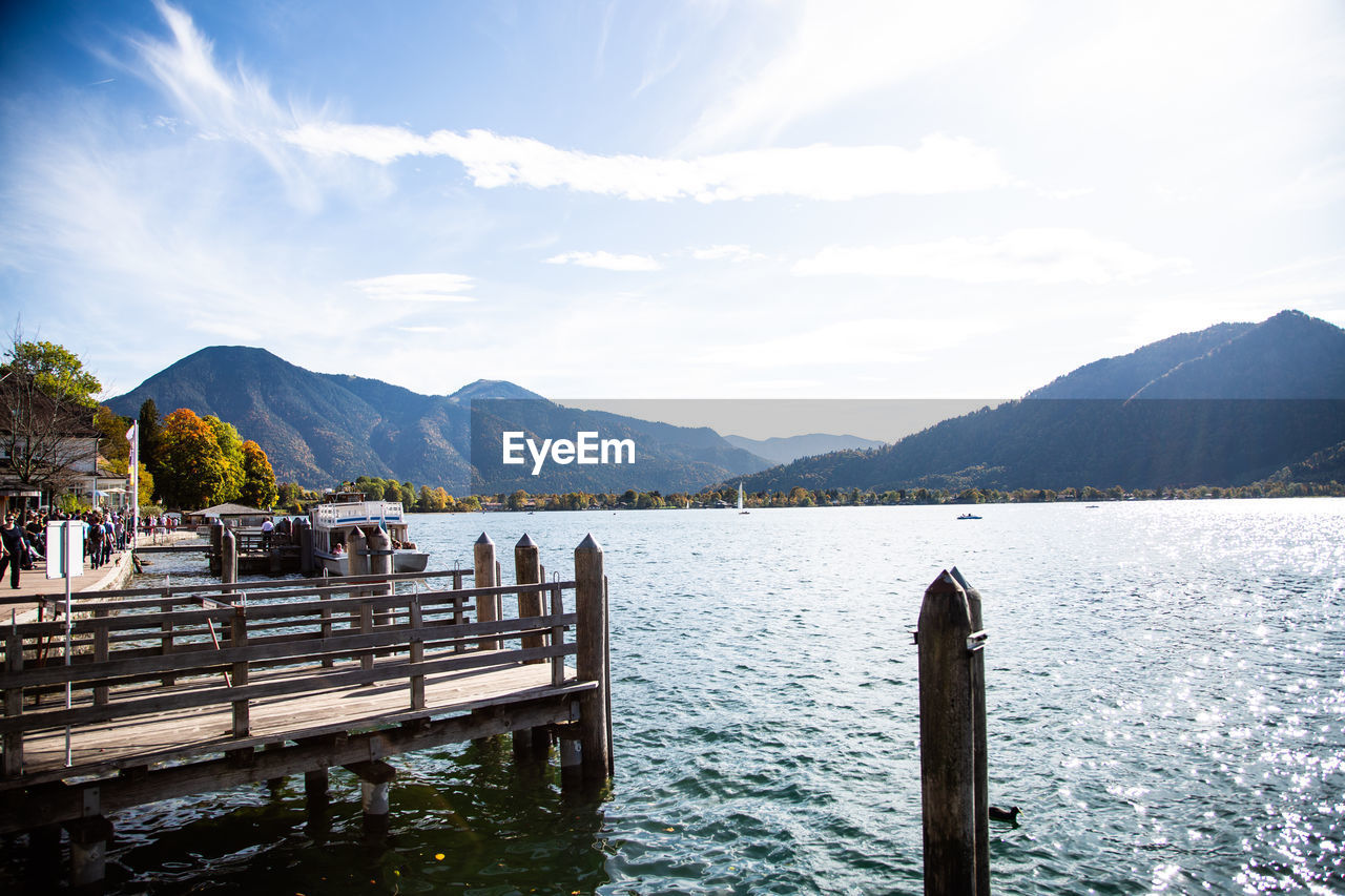 PIER ON LAKE AGAINST SKY