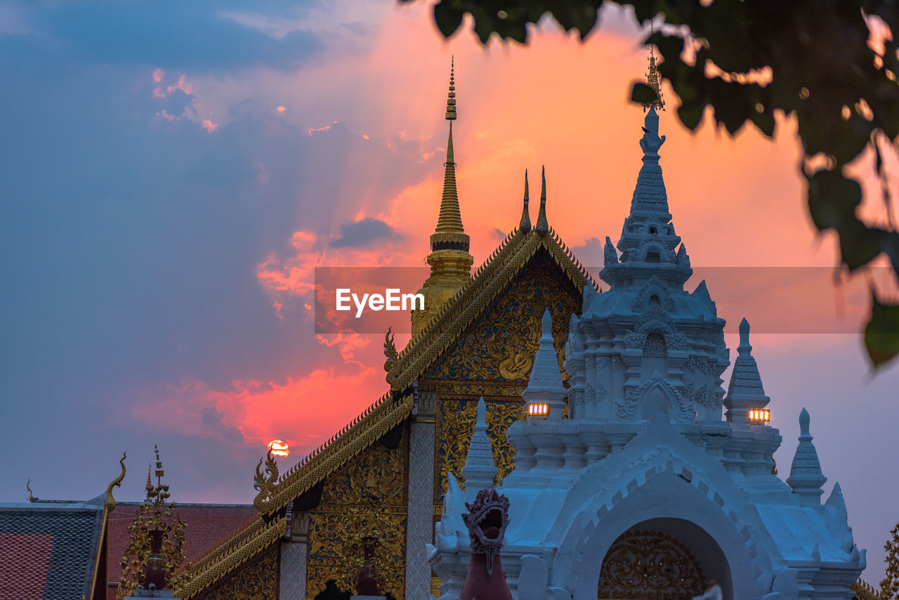 Low angle view of temple building against sky