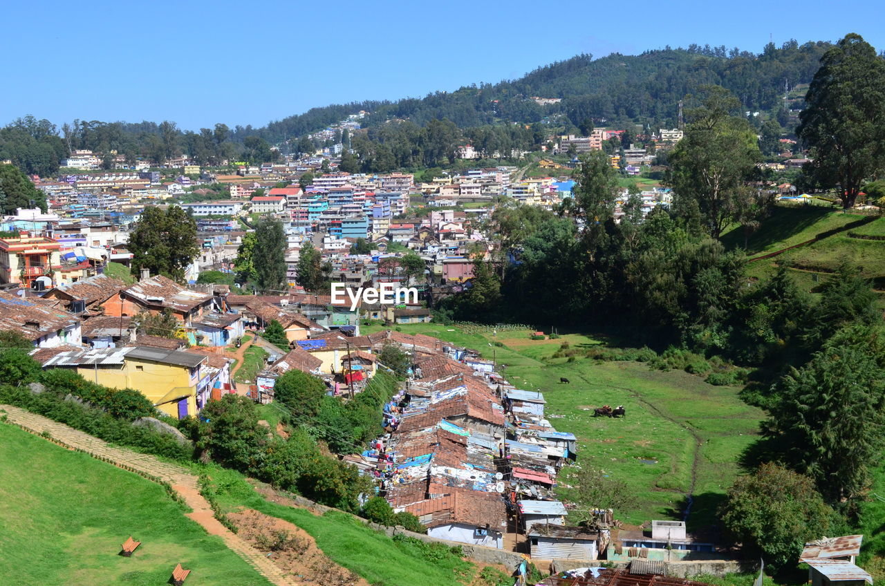 Village in mountain range