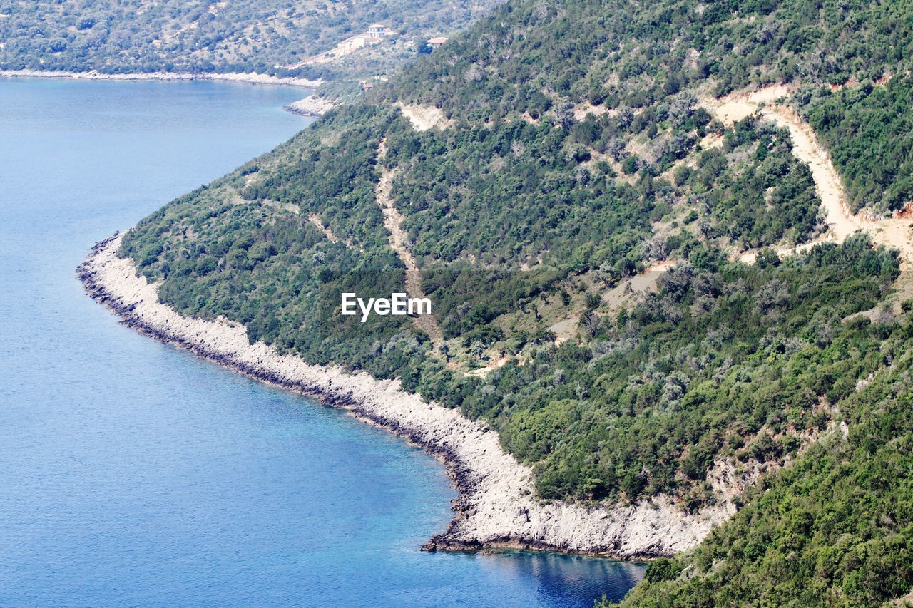 High angle view of sea coast