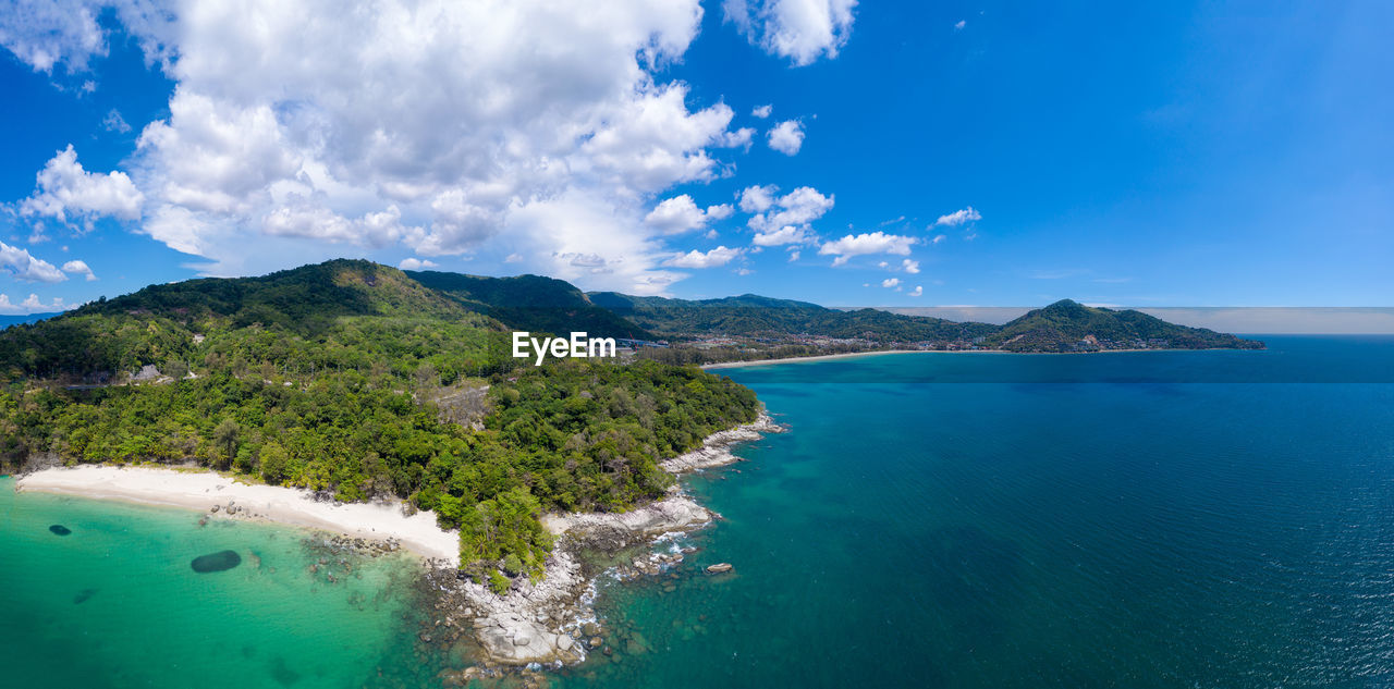 Above Aerial Andaman ASIA Bay Beach Beautiful Coast Day Destination Drone  Escape Exotic Coronavirus Holiday Idyllic Island Landscape Surin Nature Ocean Outdoor Palms Panoramic Paradise Reef Relax Quarantine Sand Scenery Scenic Sea Seascape Summer Sunny Thailand Empty Top Tourism Tranquil