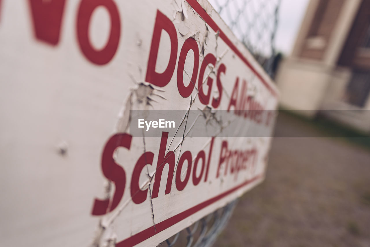 Close-up of signboard