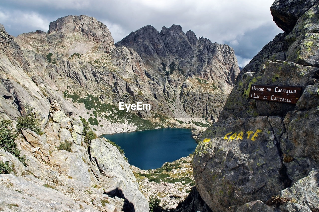 Capitellu lake from gr20 trail, located in haute-corse, inland corsica mountains, france