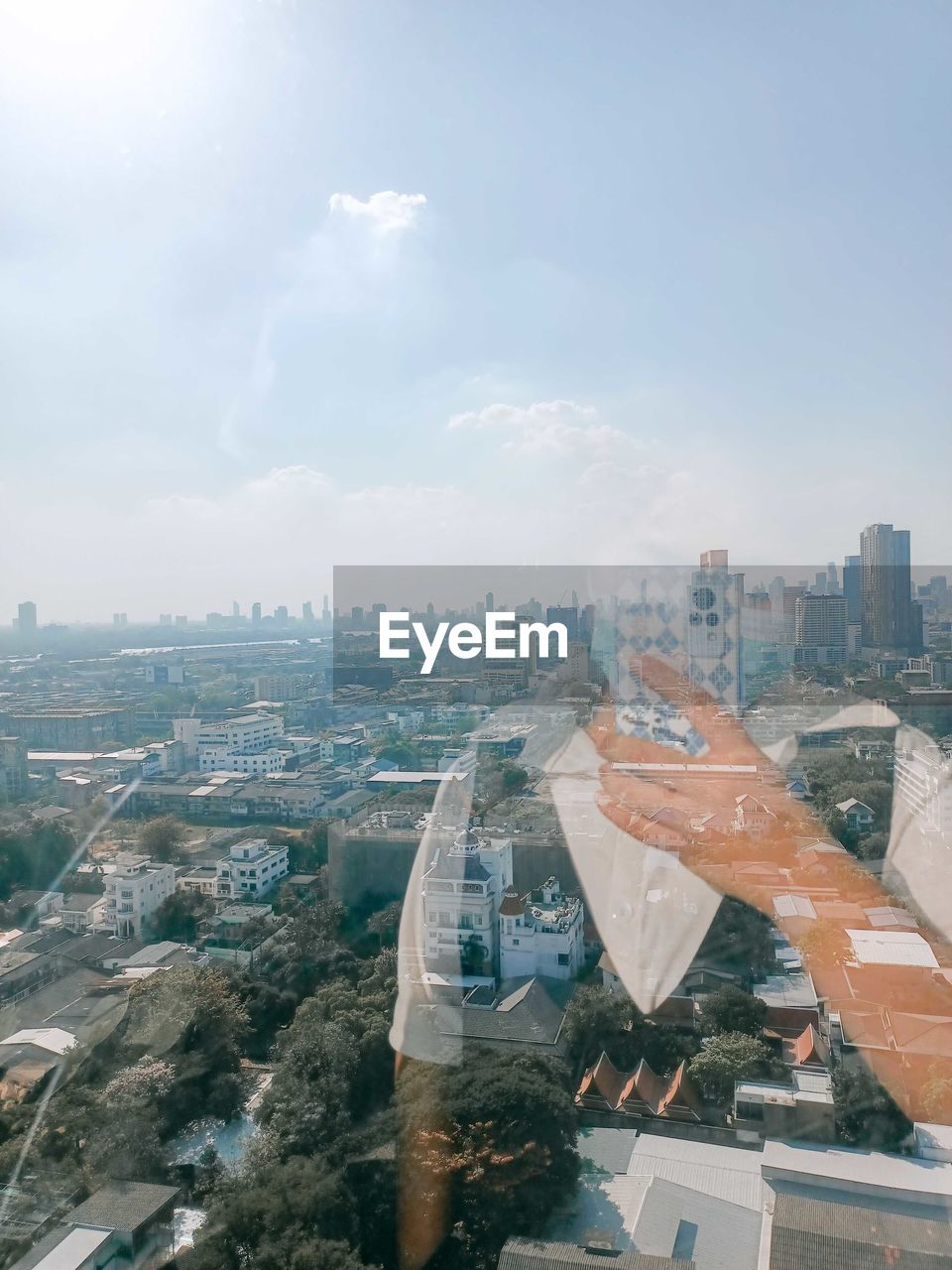 High angle view of cityscape against sky