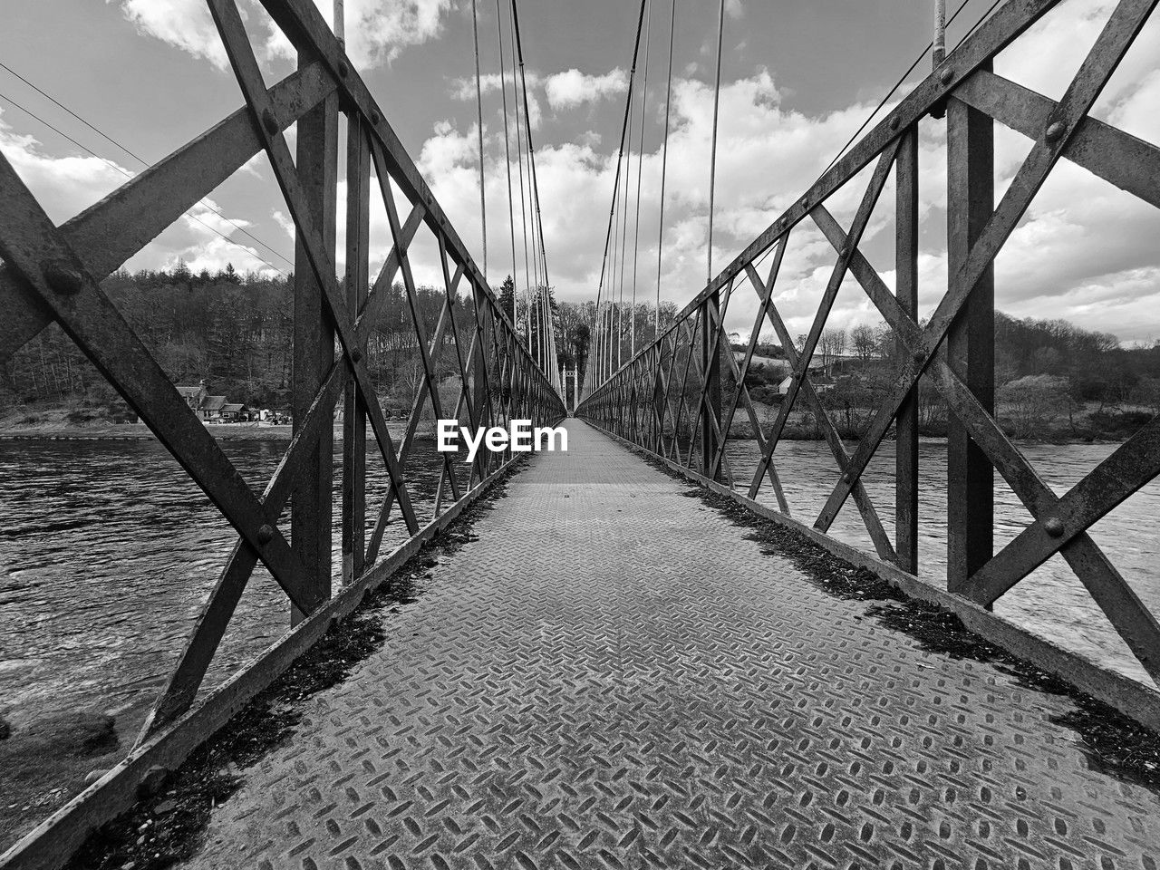 bridge, architecture, built structure, sky, black and white, water, cloud, transportation, monochrome, nature, monochrome photography, no people, travel destinations, line, suspension bridge, day, outdoors, the way forward, travel, scenics - nature, city, diminishing perspective, metal, tourism, sea, landscape, beauty in nature, tranquility, environment, land, track, tranquil scene