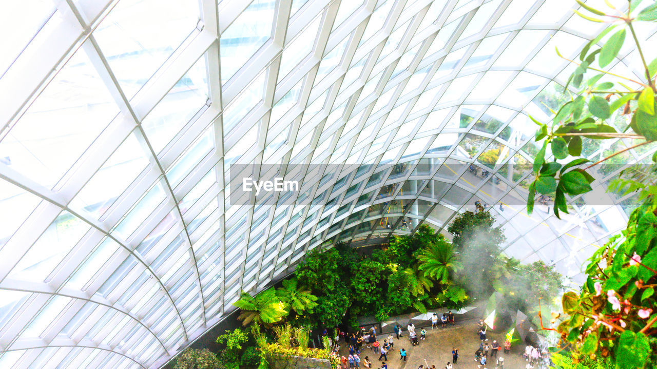 LOW ANGLE VIEW OF MODERN GLASS BUILDING