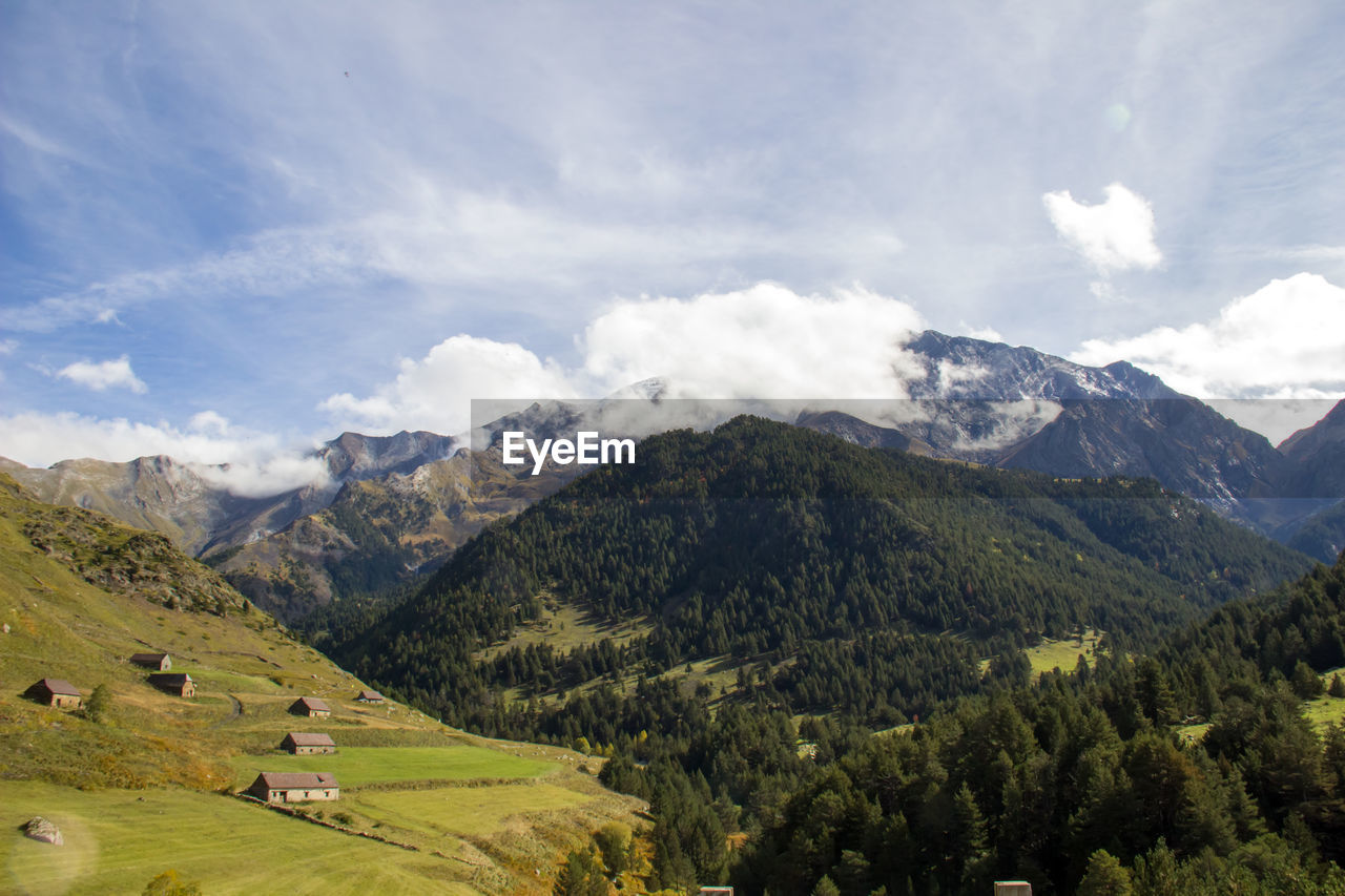 Scenic view of mountains against sky