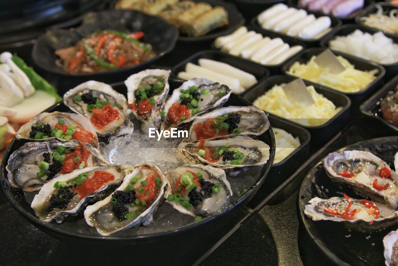 High angle view of food on table