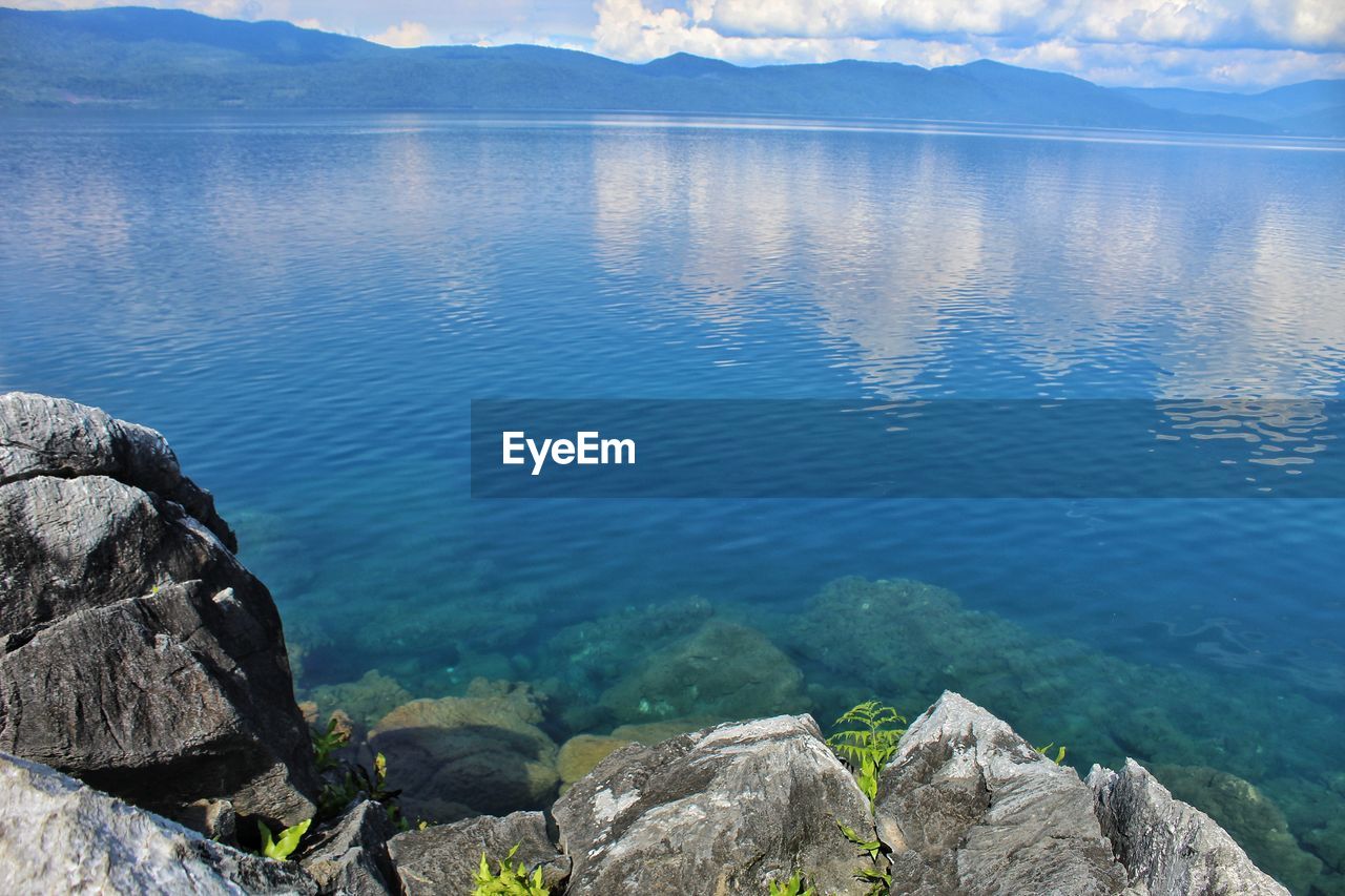 SCENIC VIEW OF LAKE AGAINST MOUNTAINS