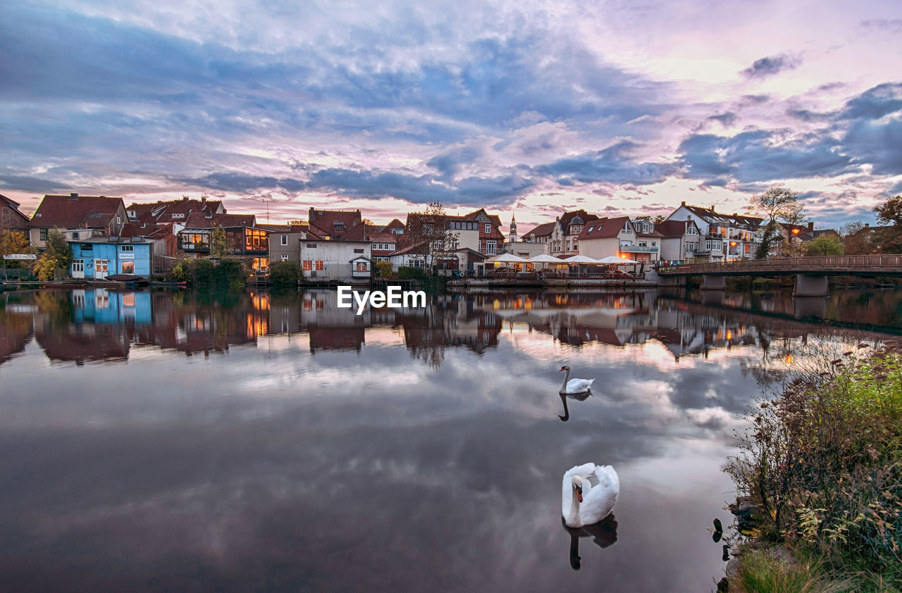 Water reflections of celle, germany.