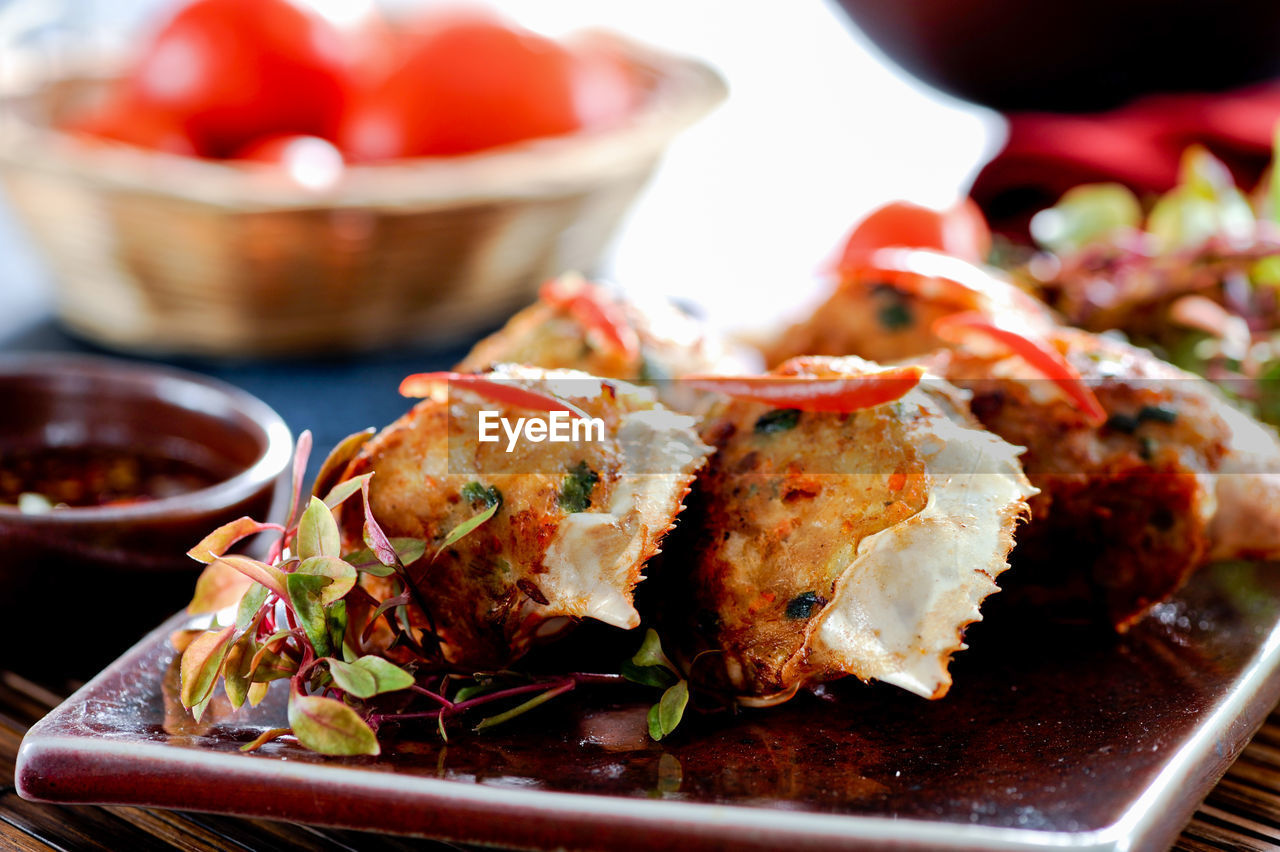 CLOSE-UP OF MEAL SERVED IN PLATE