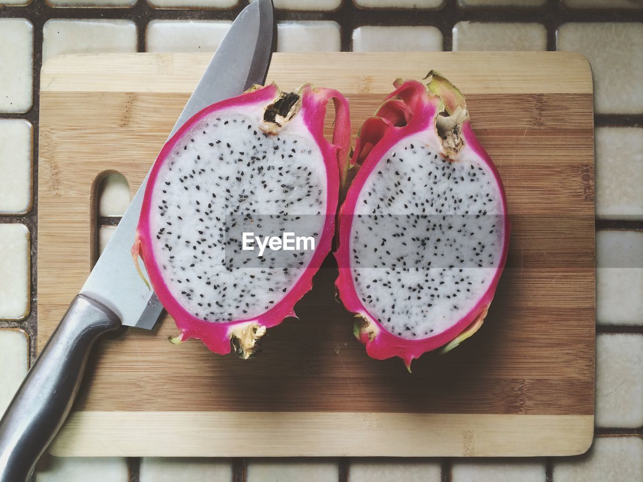 Close-up of dragon fruit slices