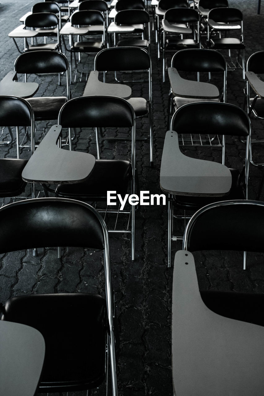 Empty seats in classroom