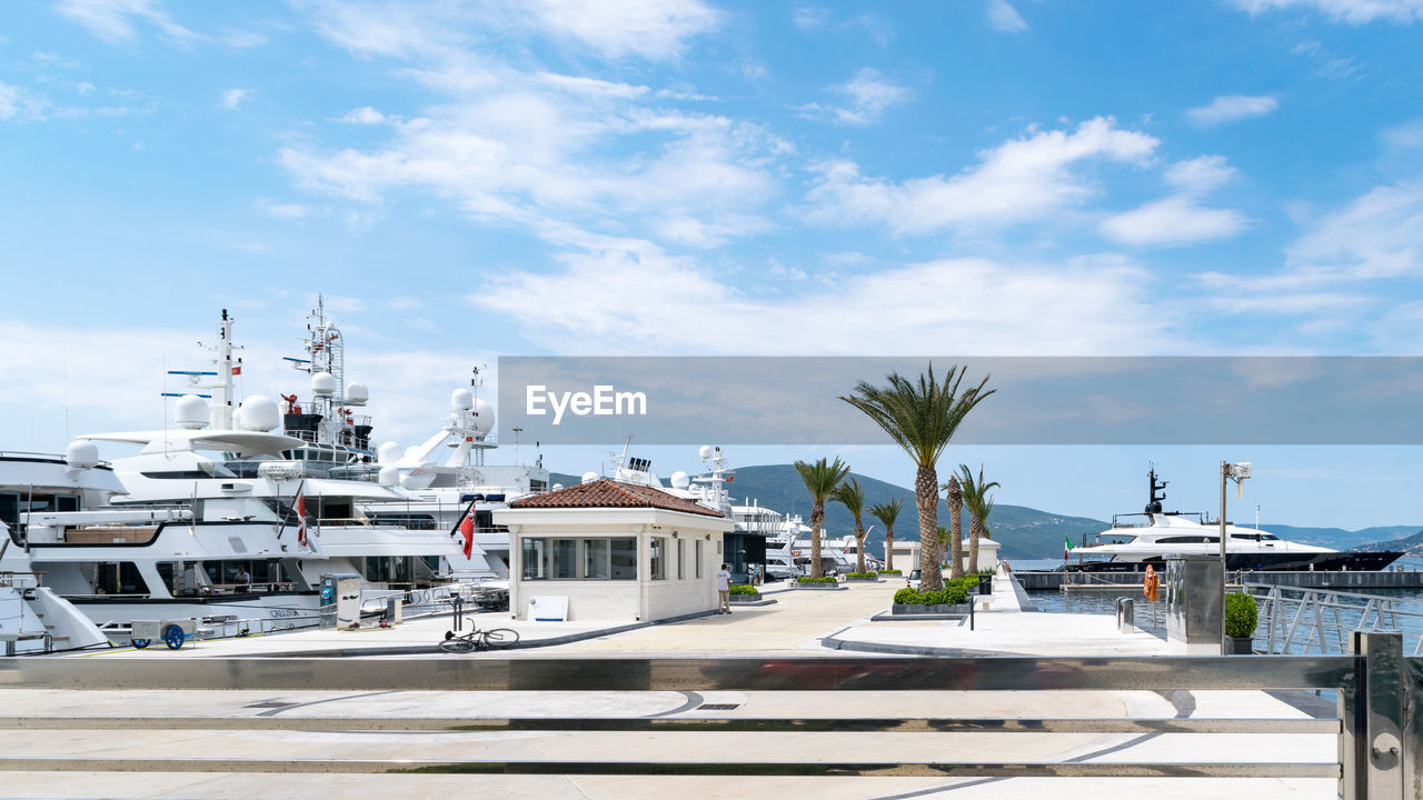 View of harbor against sky