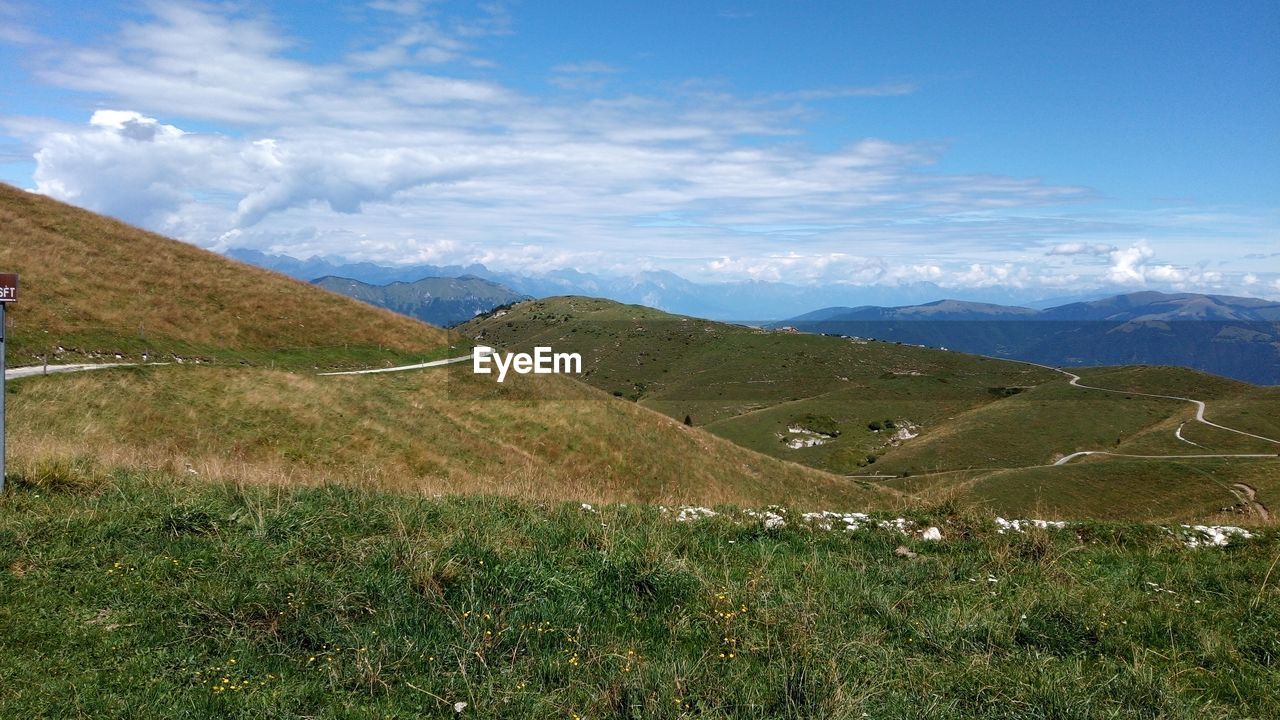 SCENIC VIEW OF GRASSY FIELD AGAINST SKY