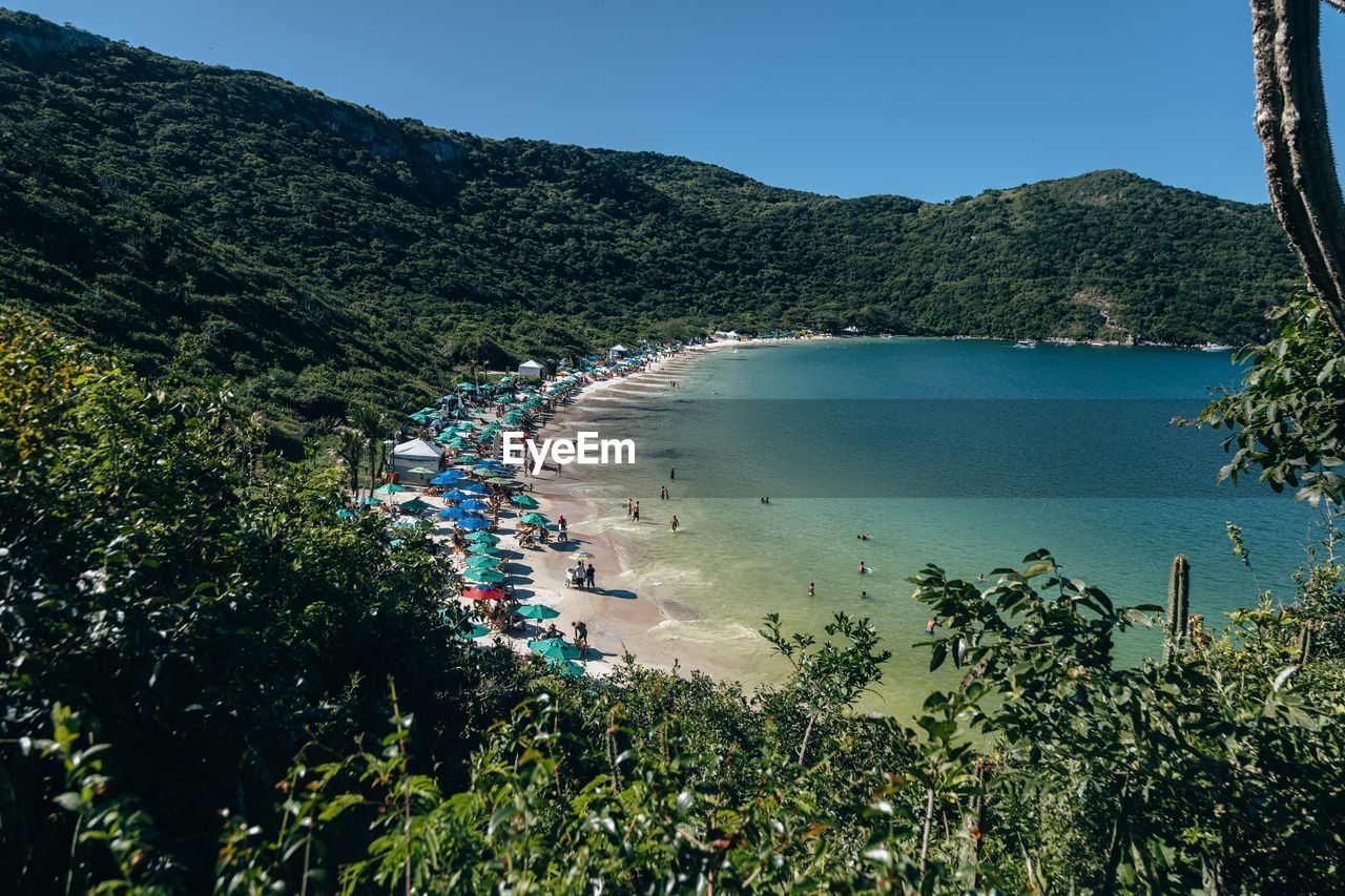 High angle view of beach against sky