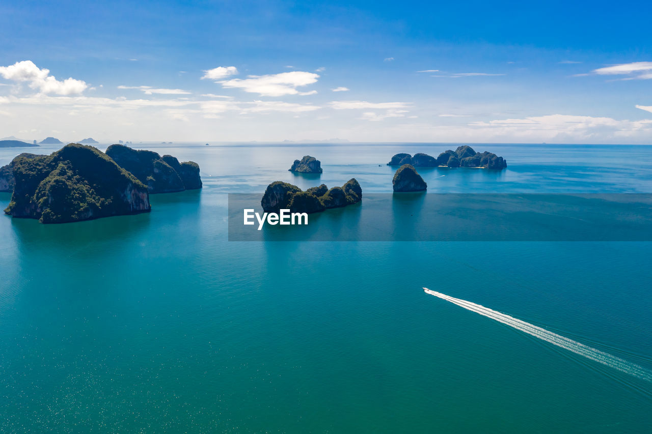 Aerial view of sea against sky