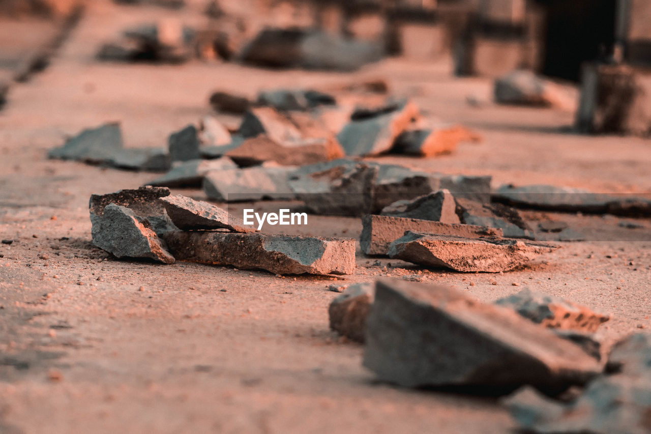 Close-up of rusty metal on construction site