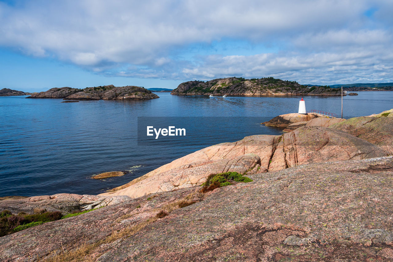 SCENIC VIEW OF SEA AND ROCKS AGAINST SKY