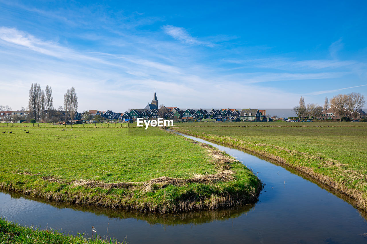 Landscape on the peninsula of marken, north of amsterdam in the netherlands.