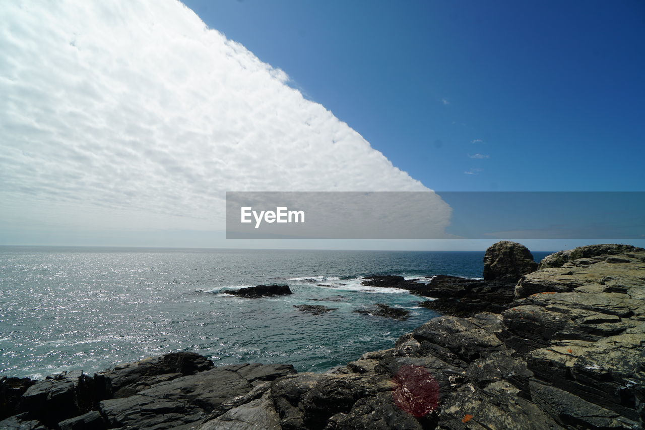 SCENIC VIEW OF SEA AGAINST ROCK FORMATION