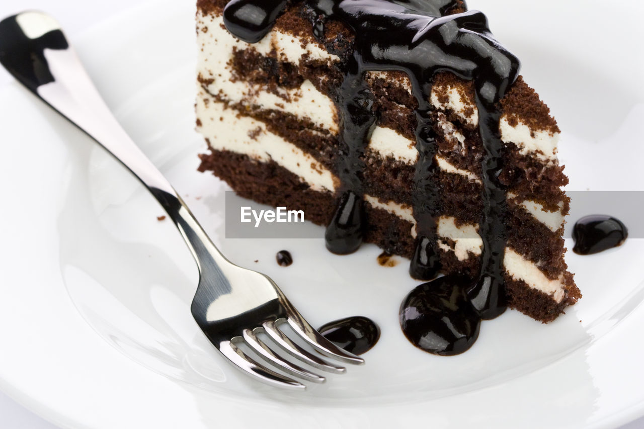 High angle view of cake in plate