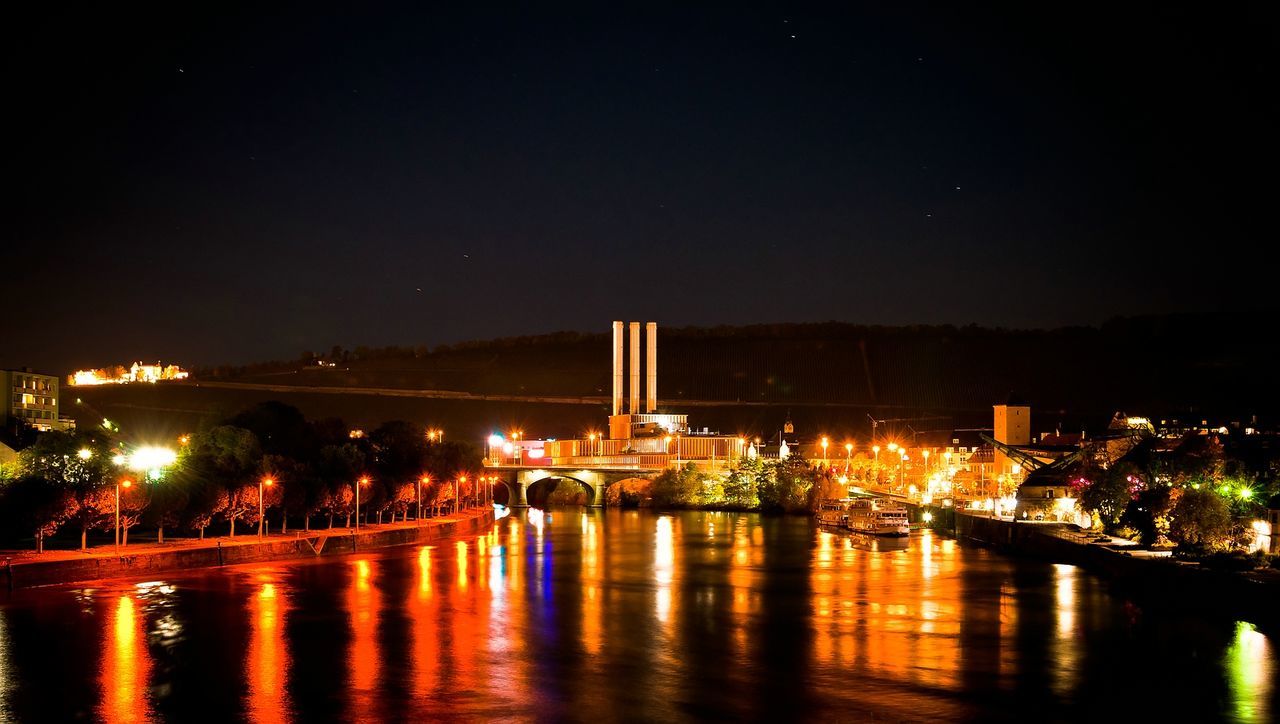 Illuminated city at night