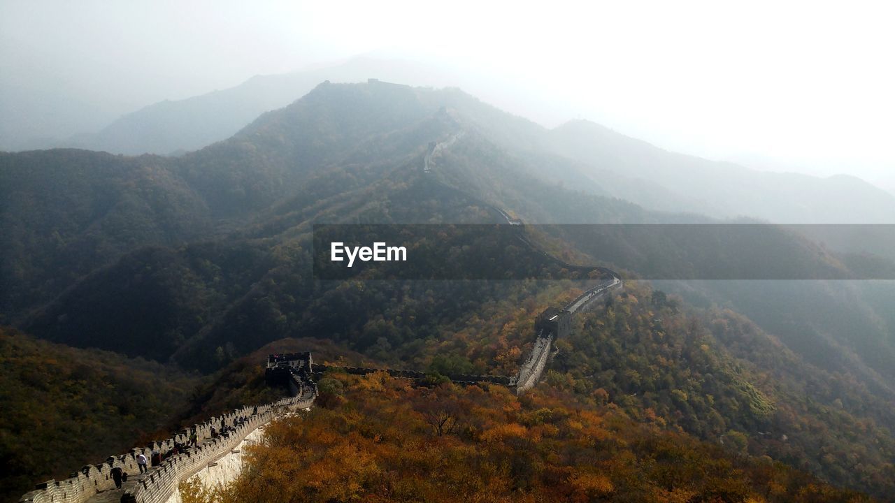 High angle view of mountains against sky