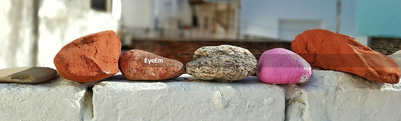 Panoramic shot of multi colored rocks on wall