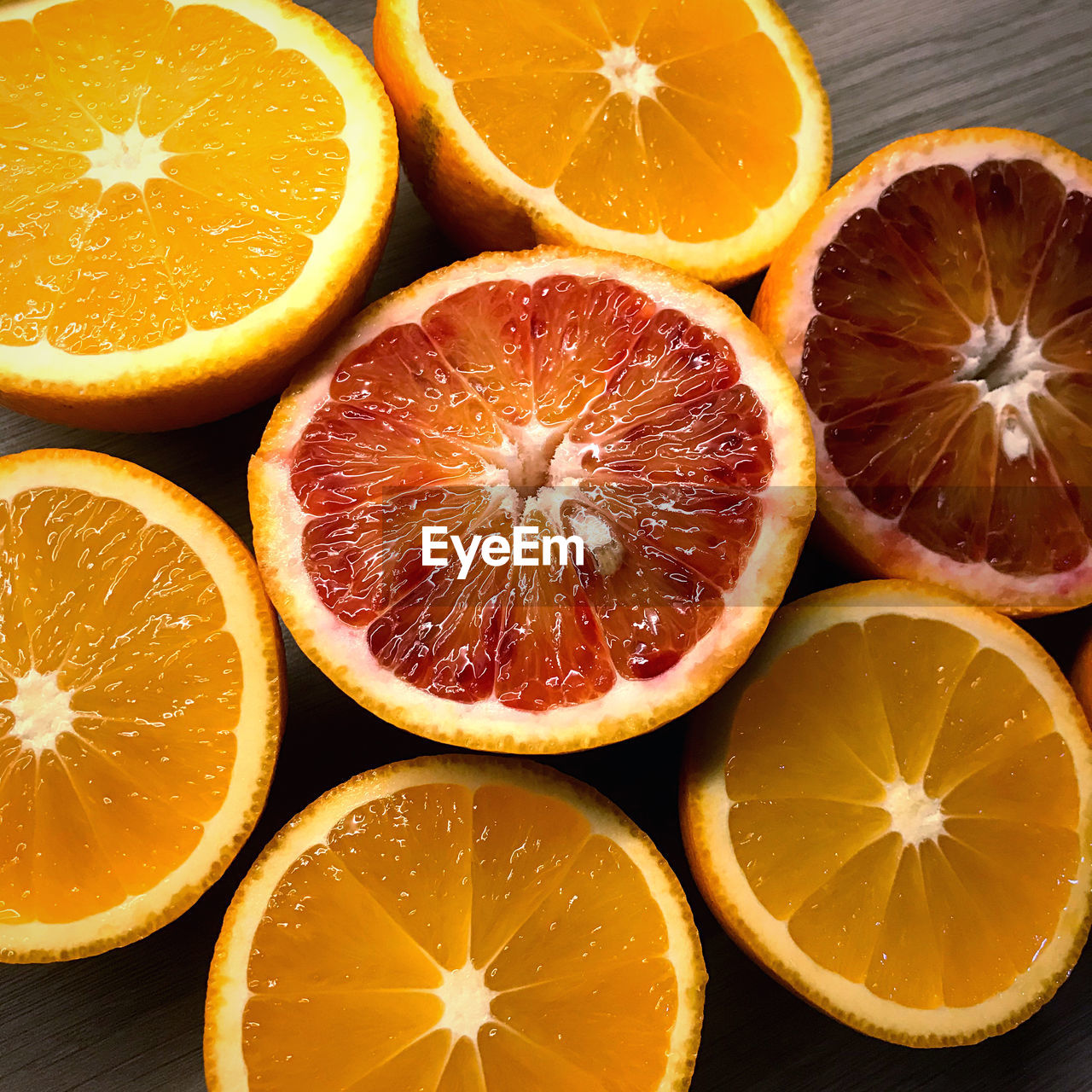 Close-up of orange slices on table