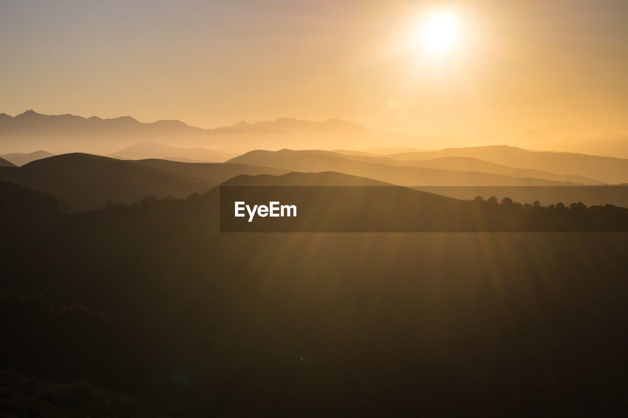 SILHOUETTE MOUNTAINS AGAINST SKY DURING SUNSET