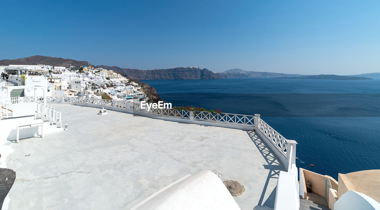 Scenic view of sea against blue sky