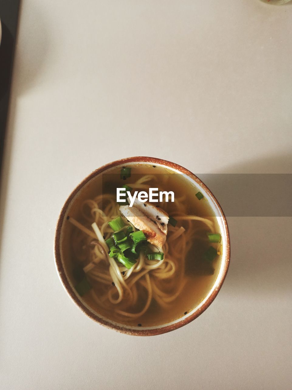 Close-up of soup in bowl on table