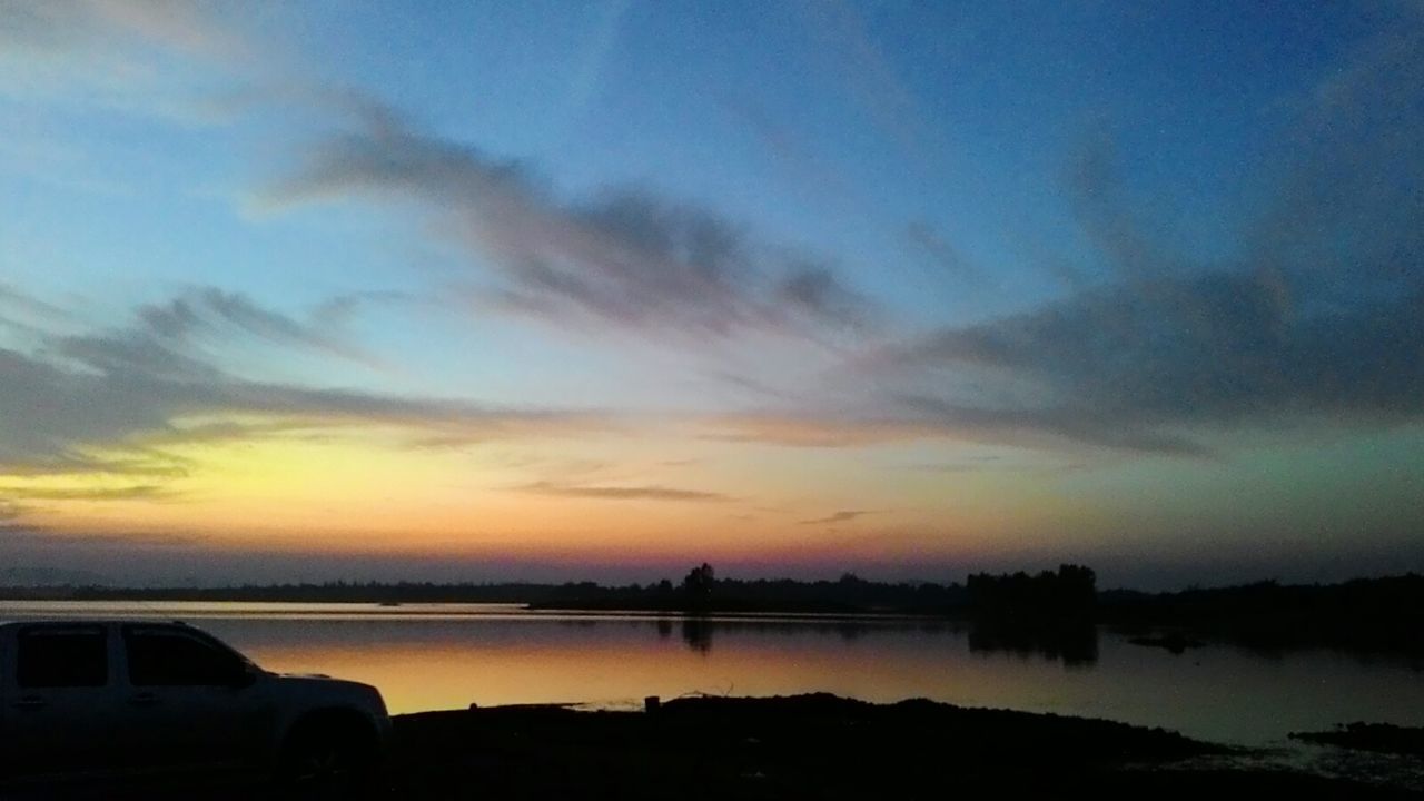 SCENIC VIEW OF SUNSET OVER LAKE