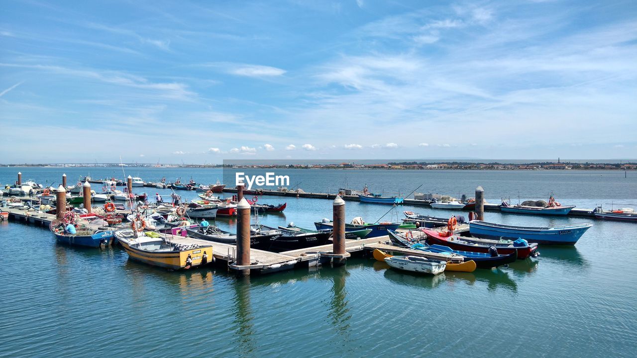 Boats moored in harbor