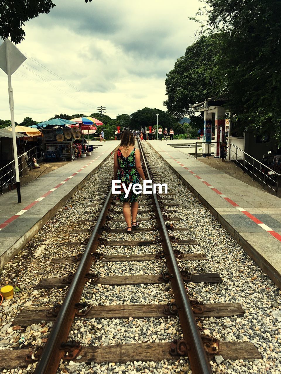 VIEW OF RAILWAY TRACKS ALONG TREES