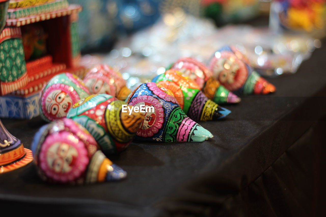 Close-up of indian culture craft products. 