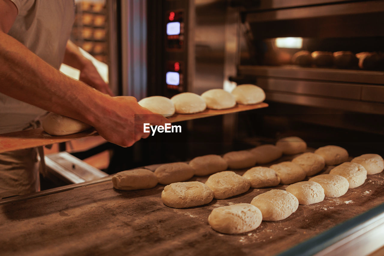 Organic bakery - details of baking bread bun