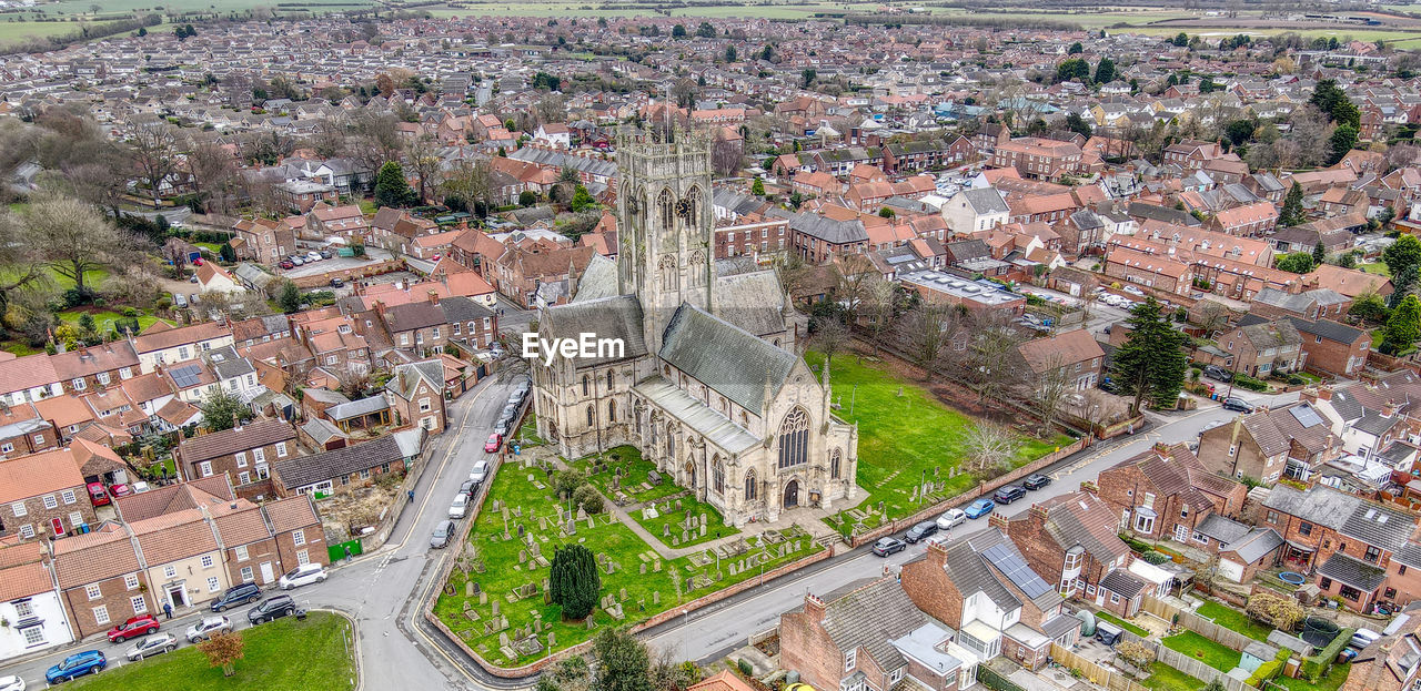 Overhead view of the town of hedon, east riding of yorkshire, uk