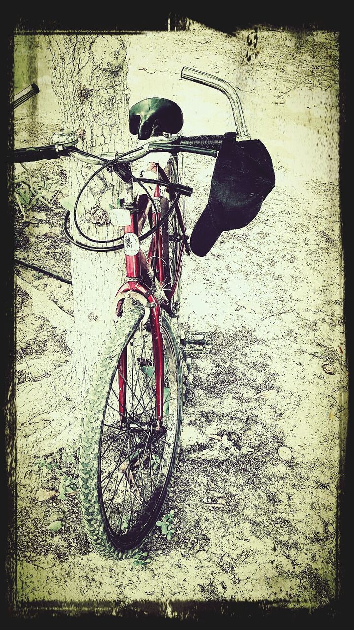 bicycle, auto post production filter, transportation, mode of transport, stationary, day, no people, outdoors, land vehicle, travel, wheel, bicycle rack